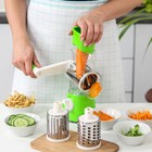 Овощерезка барабанная механическая Доляна Mandoline Slicer, 3 насадки, зелёная - Фото 6