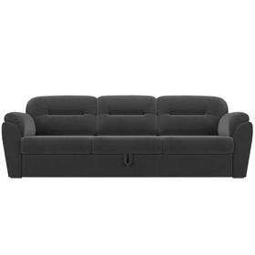 Прямой диван «Бостон», механизм дельфин, велюр, цвет серый