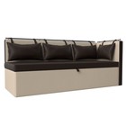 Кухонный диван «Метро с углом», механизм дельфин, правый, экокожа, цвет коричневый/бежевый - фото 298449129
