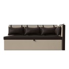 Кухонный диван «Метро с углом», механизм дельфин, правый, экокожа, цвет коричневый/бежевый - Фото 2
