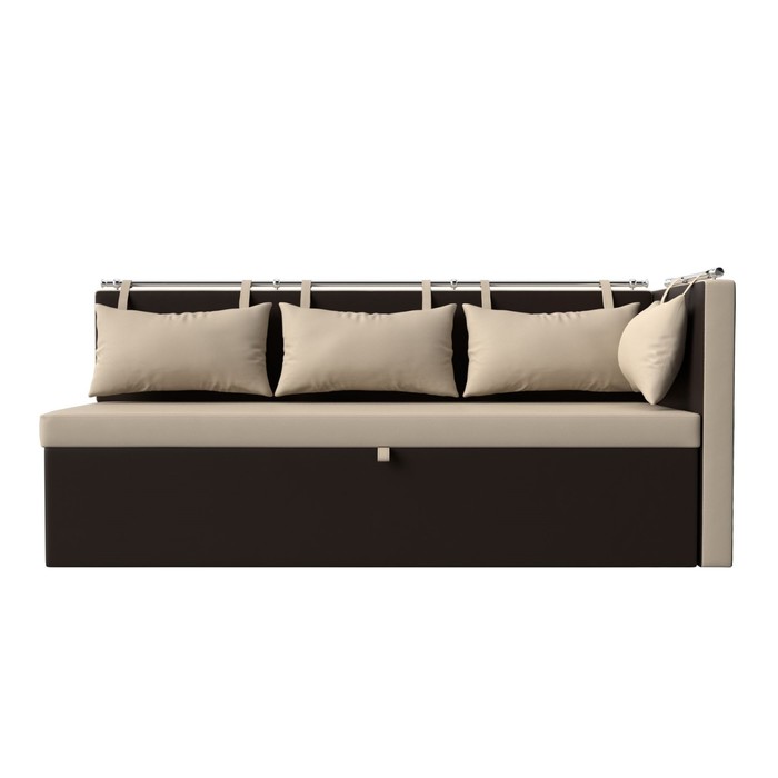 Кухонный диван «Метро с углом», механизм дельфин, экокожа, цвет бежевый / коричневый - фото 1887957322