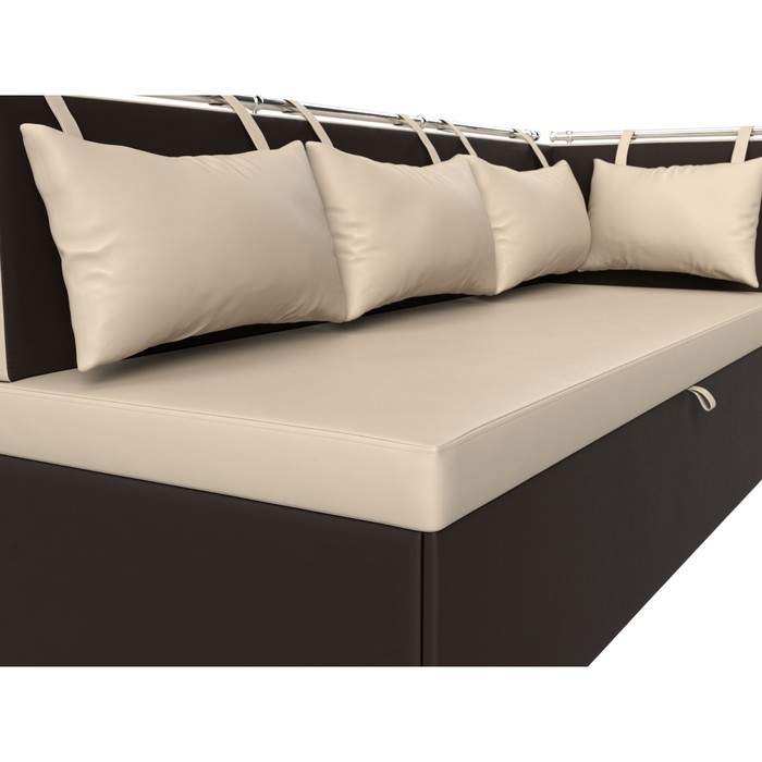 Кухонный диван «Метро с углом», механизм дельфин, экокожа, цвет бежевый / коричневый - фото 1907090173