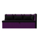 Кухонный диван «Метро с углом», механизм дельфин, микровельвет, цвет чёрный / фиолетовый - Фото 2