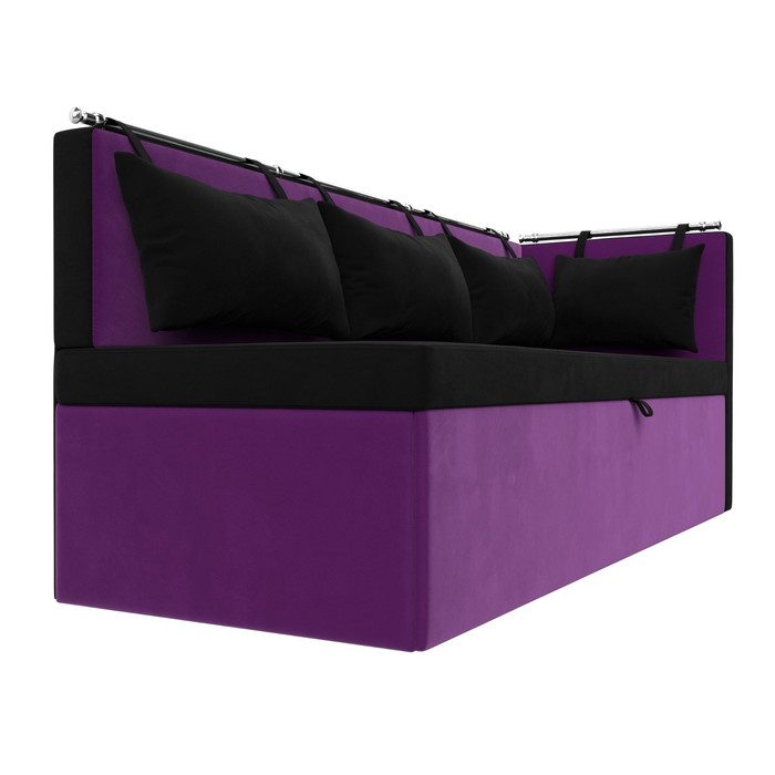 Кухонный диван «Метро с углом», механизм дельфин, микровельвет, цвет чёрный / фиолетовый - фото 1886475133