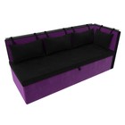 Кухонный диван «Метро с углом», механизм дельфин, микровельвет, цвет чёрный / фиолетовый - Фото 5