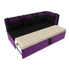 Кухонный диван «Метро с углом», механизм дельфин, микровельвет, цвет чёрный / фиолетовый - Фото 6
