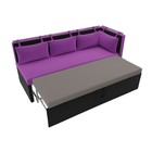 Кухонный диван «Метро с углом», механизм дельфин, микровельвет, цвет фиолетовый / чёрный - Фото 5