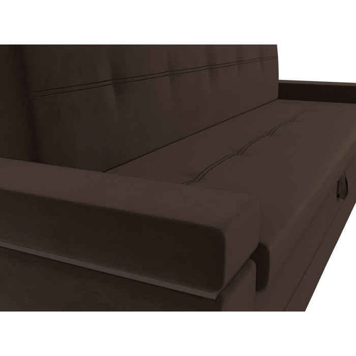 Кухонный прямой диван «Деметра», механизм дельфин, микровельвет, цвет коричневый - фото 1907090219