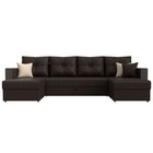 П-образный диван «Валенсия», механизм дельфин, экокожа, цвет коричневый - Фото 2