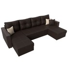 П-образный диван «Валенсия», механизм дельфин, экокожа, цвет коричневый - Фото 5