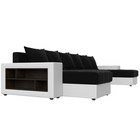 П-образный диван «Дубай», механизм еврокнижка, цвет чёрный микровельвет / белая экокожа - Фото 3