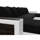 П-образный диван «Дубай», механизм еврокнижка, цвет чёрный микровельвет / белая экокожа - Фото 4