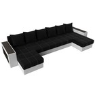 П-образный диван «Дубай», механизм еврокнижка, цвет чёрный микровельвет / белая экокожа - Фото 5