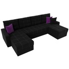П-образный диван «Ливерпуль», механизм дельфин, микровельвет, цвет чёрный - Фото 5