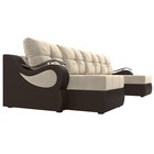 П-образный диван «Меркурий», еврокнижка, микровельвет, экокожа, цвет бежевый / коричневый - Фото 3