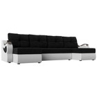 П-образный диван «Меркурий», механизм еврокнижка, микровельвет, экокожа, цвет чёрный/белый - Фото 1