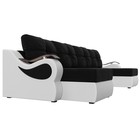 П-образный диван «Меркурий», механизм еврокнижка, микровельвет, экокожа, цвет чёрный/белый - Фото 3