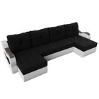 П-образный диван «Меркурий», механизм еврокнижка, микровельвет, экокожа, цвет чёрный/белый - Фото 4