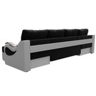 П-образный диван «Меркурий», механизм еврокнижка, микровельвет, экокожа, цвет чёрный/белый - Фото 5