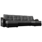 П-образный диван «Меркурий», механизм еврокнижка, рогожка, экокожа, цвет серый / чёрный - Фото 1