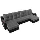 П-образный диван «Меркурий», механизм еврокнижка, рогожка, экокожа, цвет серый / чёрный - Фото 4