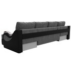 П-образный диван «Меркурий», механизм еврокнижка, рогожка, экокожа, цвет серый / чёрный - Фото 5