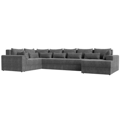П-образный диван «Майами», механизм еврокнижка, рогожка, цвет серый