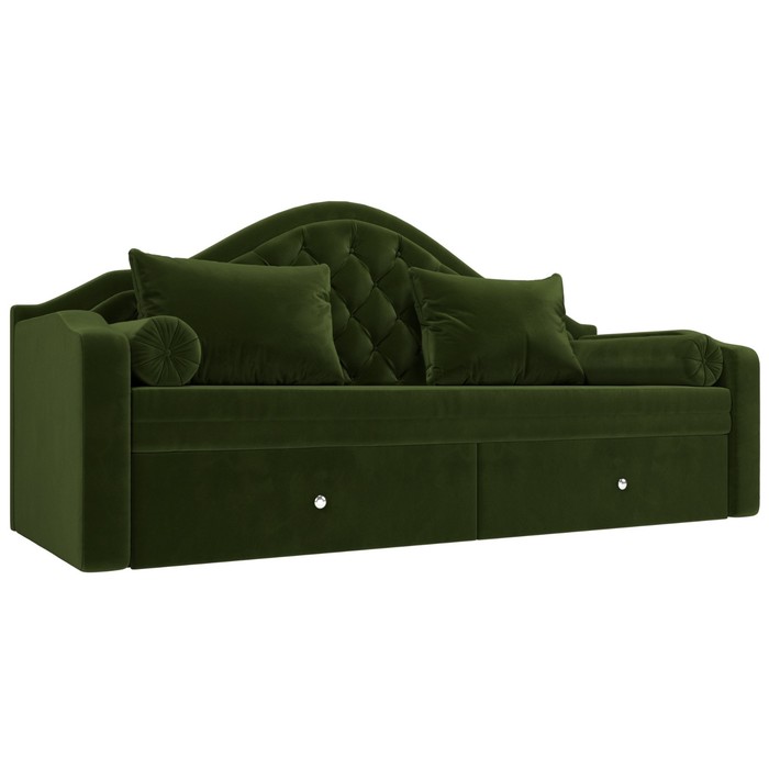 Прямой детский диван «Сойер», механизм выкатной, микровельвет, цвет зелёный - фото 1905641315
