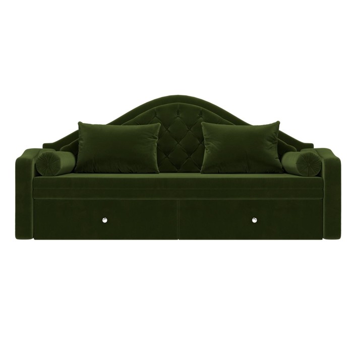 Прямой детский диван «Сойер», механизм выкатной, микровельвет, цвет зелёный - фото 1926068548