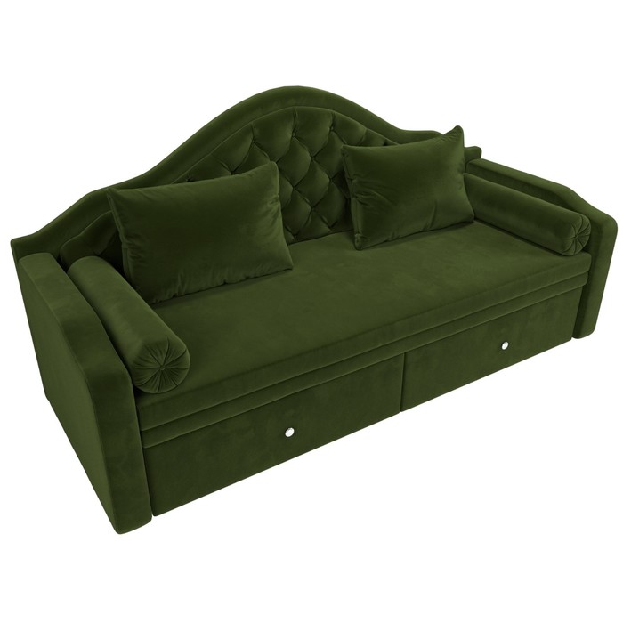 Прямой детский диван «Сойер», механизм выкатной, микровельвет, цвет зелёный - фото 1905641319