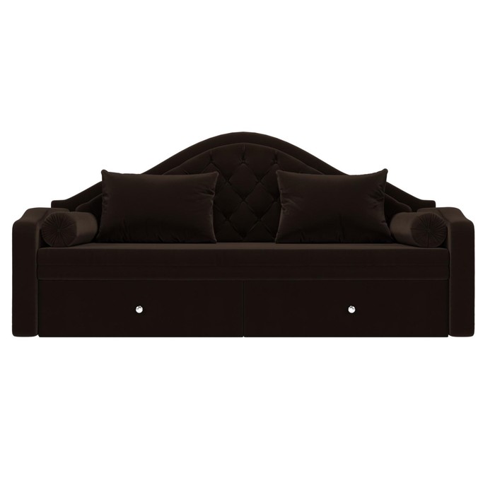 Прямой детский диван «Сойер», механизм выкатной, микровельвет, цвет коричневый - фото 1905641325