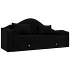 Прямой детский диван «Сойер», механизм выкатной, микровельвет, цвет чёрный - фото 298449485