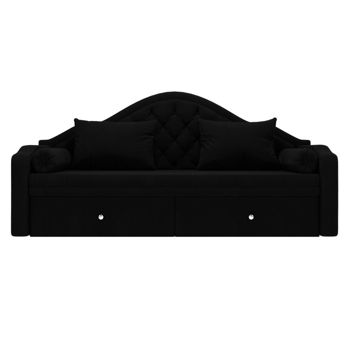 Прямой детский диван «Сойер», механизм выкатной, микровельвет, цвет чёрный - фото 1905641334