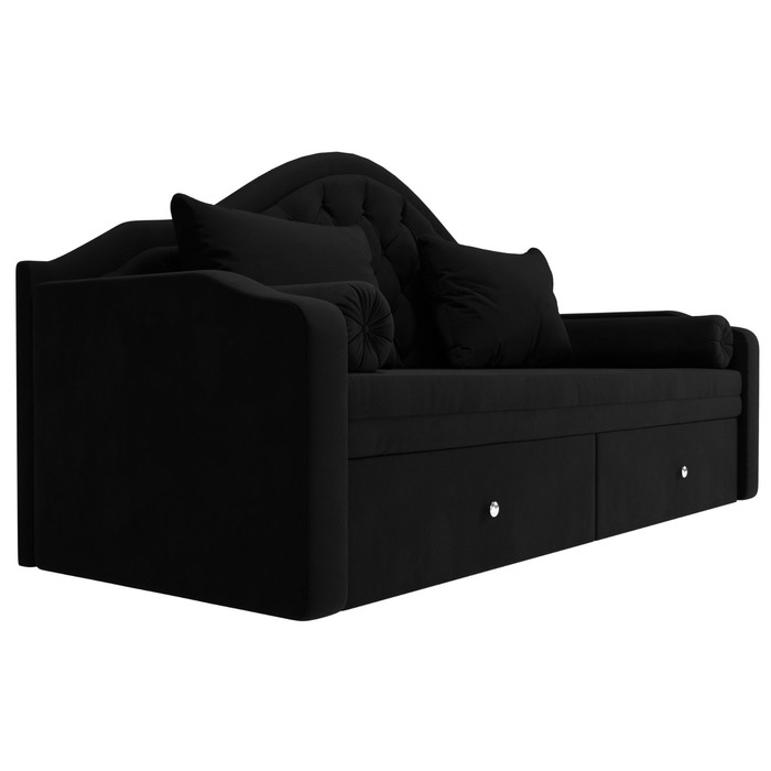 Прямой детский диван «Сойер», механизм выкатной, микровельвет, цвет чёрный - фото 1883536571