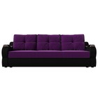 Прямой диван «Меркурий еврокнижка», еврокнижка, микровельвет, цвет фиолетовый / чёрный - Фото 2