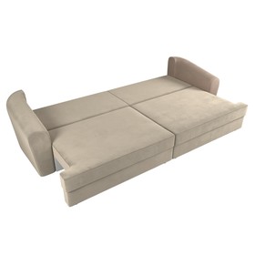 Прямой диван «Милтон», механизм еврокнижка, велюр, цвет бежевый