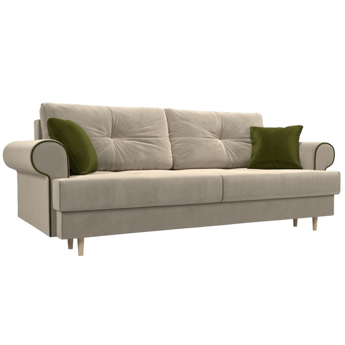 Прямой диван «Сплин», механизм еврокнижка, микровельвет, цвет бежевый - Фото 1