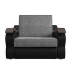 Прямой диван «Меркурий», механизм аккордеон, цвет серая рогожка / чёрная экокожа - Фото 5