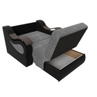 Прямой диван «Меркурий», механизм аккордеон, цвет серая рогожка / чёрная экокожа - Фото 3