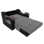 Прямой диван «Меркурий», механизм аккордеон, цвет серая рогожка / чёрная экокожа - Фото 2