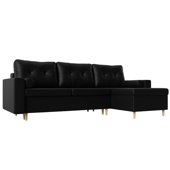 Угловой диван «Белфаст», механизм пантограф (тик-так), экокожа, цвет чёрный - Фото 1
