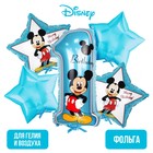 Букет из шаров фольгированных "Happy Birthday", набор 5 шт, Микки Маус, 4 звезды, единичка - Фото 1
