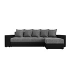 Угловой диван «Дубай», еврокнижка, правый угол, цвет серая рогожка / чёрная экокожа - Фото 2