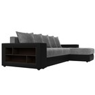 Угловой диван «Дубай», еврокнижка, правый угол, цвет серая рогожка / чёрная экокожа - Фото 3