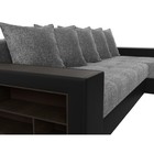 Угловой диван «Дубай», еврокнижка, правый угол, цвет серая рогожка / чёрная экокожа - Фото 4