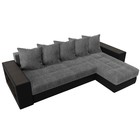 Угловой диван «Дубай», еврокнижка, правый угол, цвет серая рогожка / чёрная экокожа - Фото 5