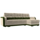 Угловой диван «Марсель», механизм еврокнижка, микровельвет, цвет бежевый / зелёный - фото 2168121