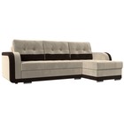 Угловой диван «Марсель», механизм еврокнижка, микровельвет, цвет бежевый / коричневый - фото 2168130