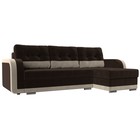 Угловой диван «Марсель», механизм еврокнижка, микровельвет, цвет коричневый / бежевый - фото 2168139