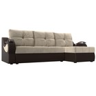 Угловой диван «Меркурий», еврокнижка, микровельвет, цвет бежевый / коричневая экокожа - фото 2168157